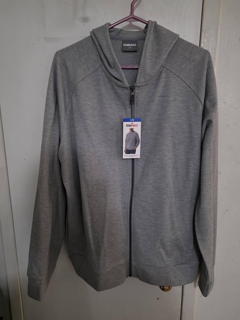 32 Degrees Large Light Gray Full-Zip Hoodie